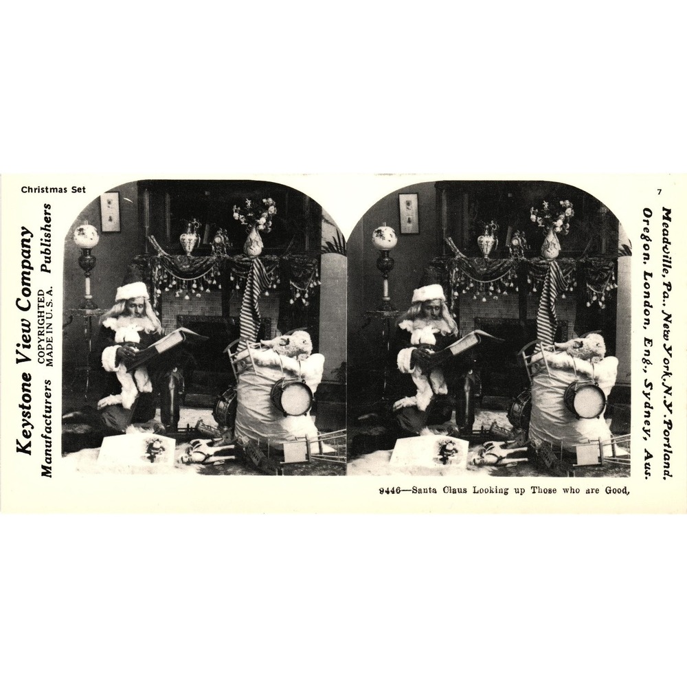 Santa Claus Looking Up Those Who Are Good Stereoview‎ Keystone View Co 1978